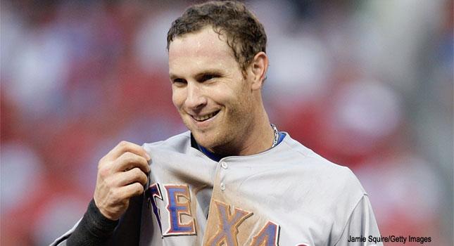 Josh Hamilton of the Los Angeles Angels of Anaheim smiles as wife News  Photo - Getty Images