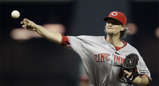 Mike Leake Called Strike to Brandon Phillips