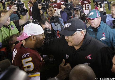 Redskins' McNabb goes against Vick, man he endorsed for job