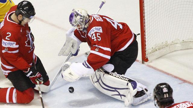 LA Kings Goaltender Jonathan Bernier wearing a Dodgers Hockey