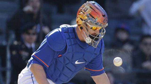 Marlins catcher John Buck has a cool helmet 