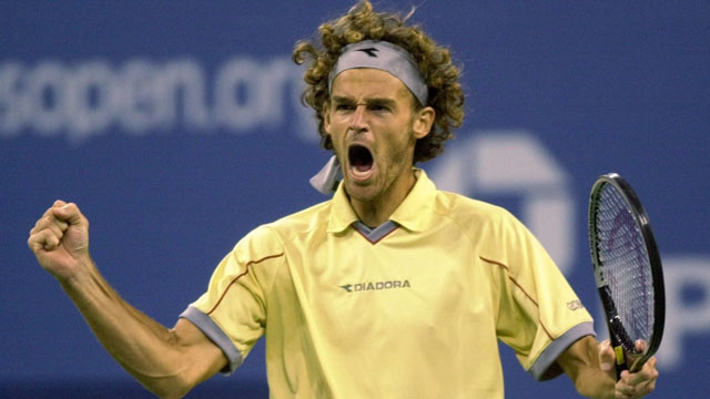 Brazilian Gustavo Kuerten took two thrilling finals’ in a row in 2000 and 2001, beating Swede Magnus Norman and Spaniard Àlex Corretja, respectively. Kuerten also downed Sergi Bruguera of Spain in the 1997 final. (AP/Mark Lennihan)