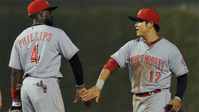 Cincinnati Reds' Brandon Phillips hits a two-run double against