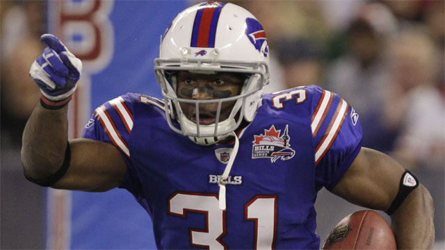 Buffalo Bills defensive back Jairus Byrd (31) runs back an