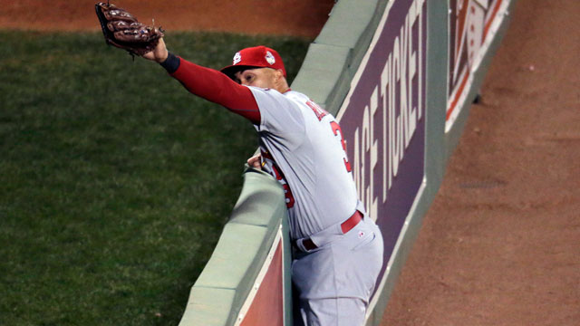 St. Louis Cardinals' Carlos Beltran celebrates after Game 6 of the