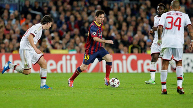 Messi’s double lifts Barcelona over Milan in CL