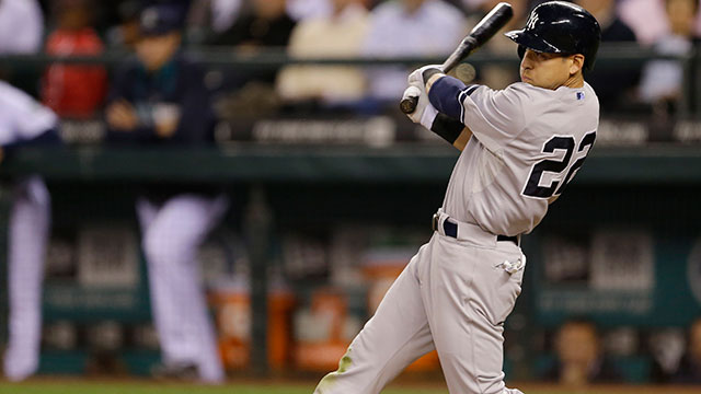 Boston Red Sox Jacoby Ellsbury hits an RBI double in the fourth inning  against the New