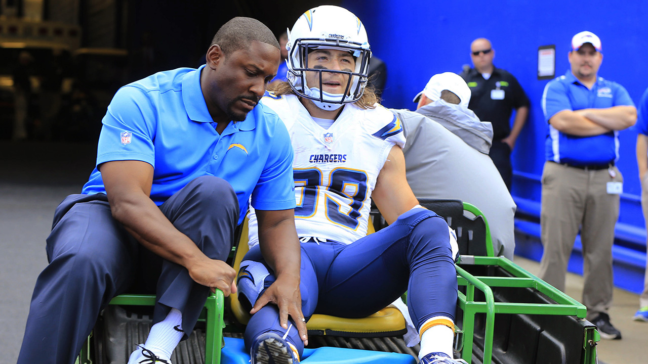 Chargers' Woodhead out for season with leg break