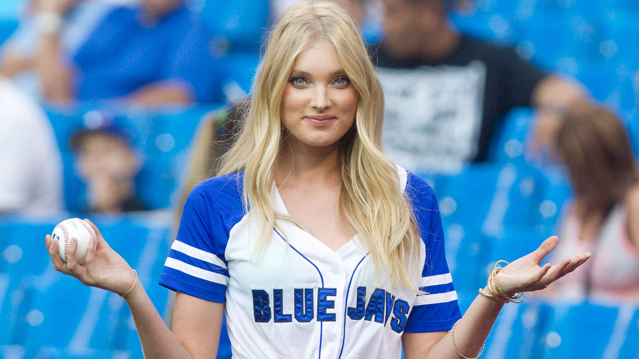 Elsa Hosk and Billy The Marlin attend the Victoria Secret and MLB