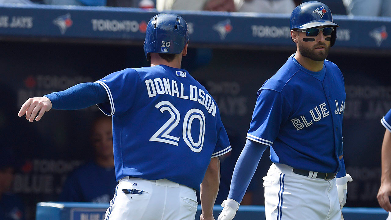 Toronto Blue Jays Donaldson 20 Blue Away Baseball Sports Button Up