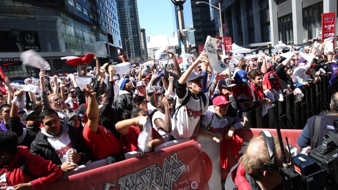 Raptors-fans-outside-the-ACC-at-Jurassic-Park.