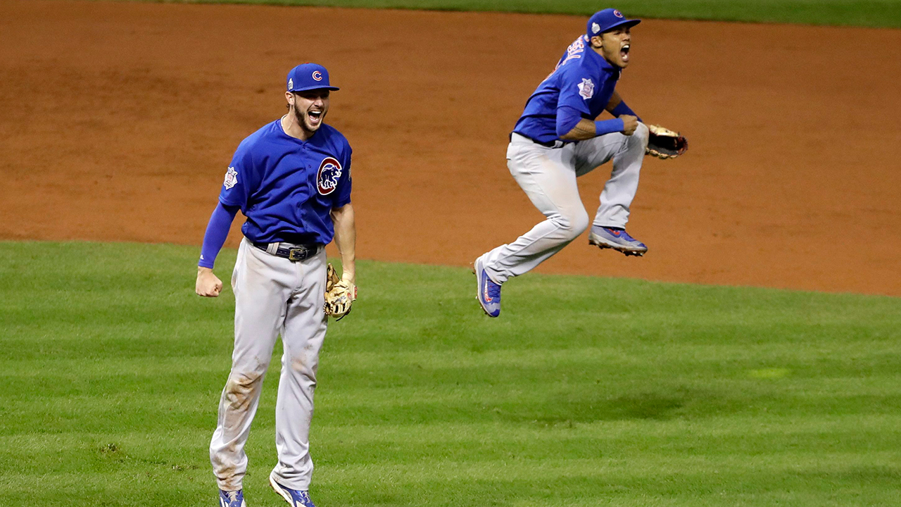 File:Cubs first baseman Anthony Rizzo celebrates the final out of