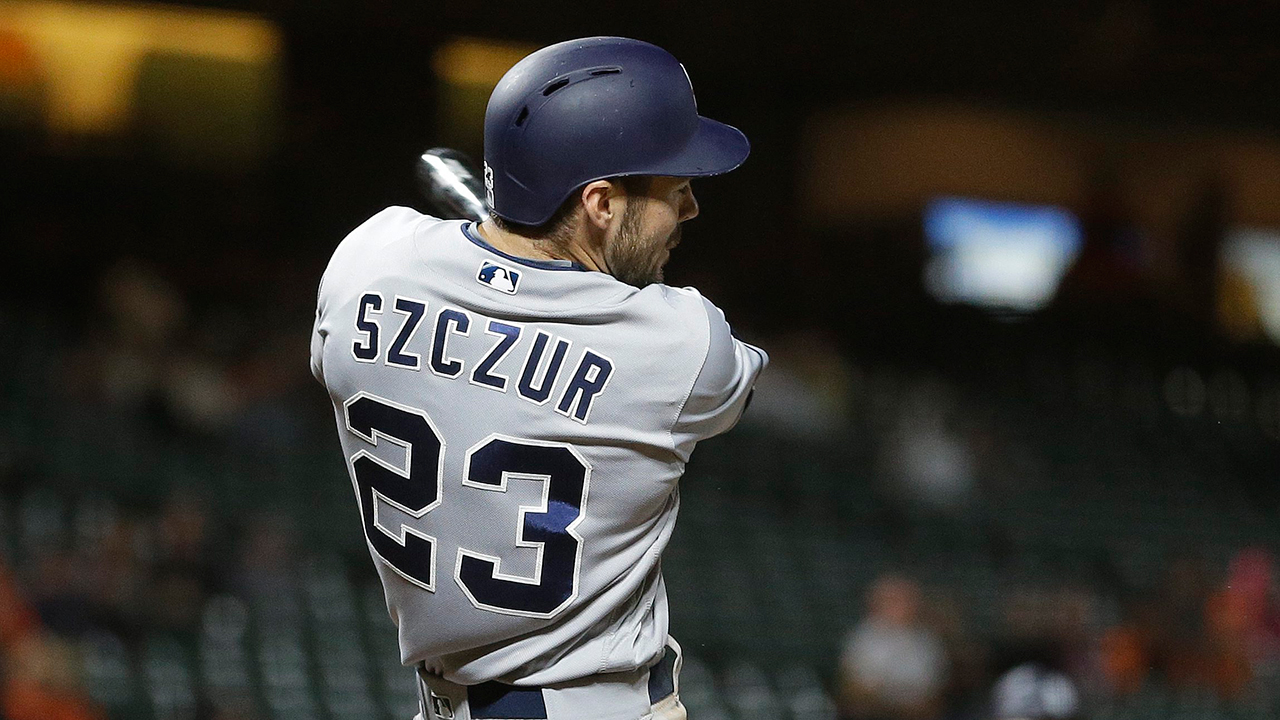 Padres' Wil Myers hits ball twice on one swing for RBI single