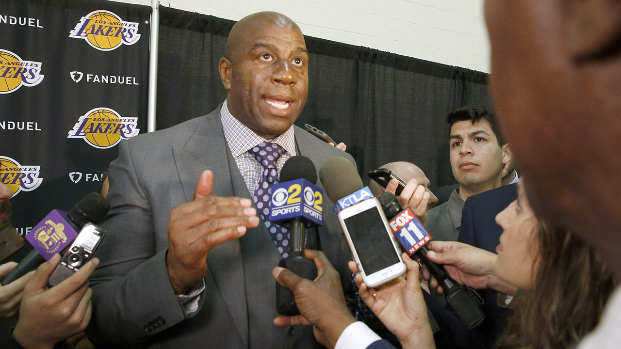 Magic Johnson, former president of basketball operations for the Los Angeles Lakers. (Nick Ut/AP)