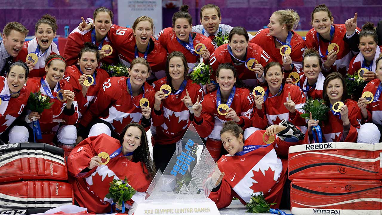 Canada's Melodie Daoust, from left, Renata Fast and Canada's Jill