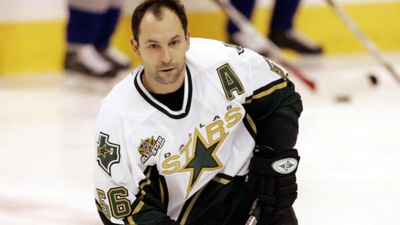 Sergei Zubov's number goes to the rafters. #nhl #gostars #jerseyretire