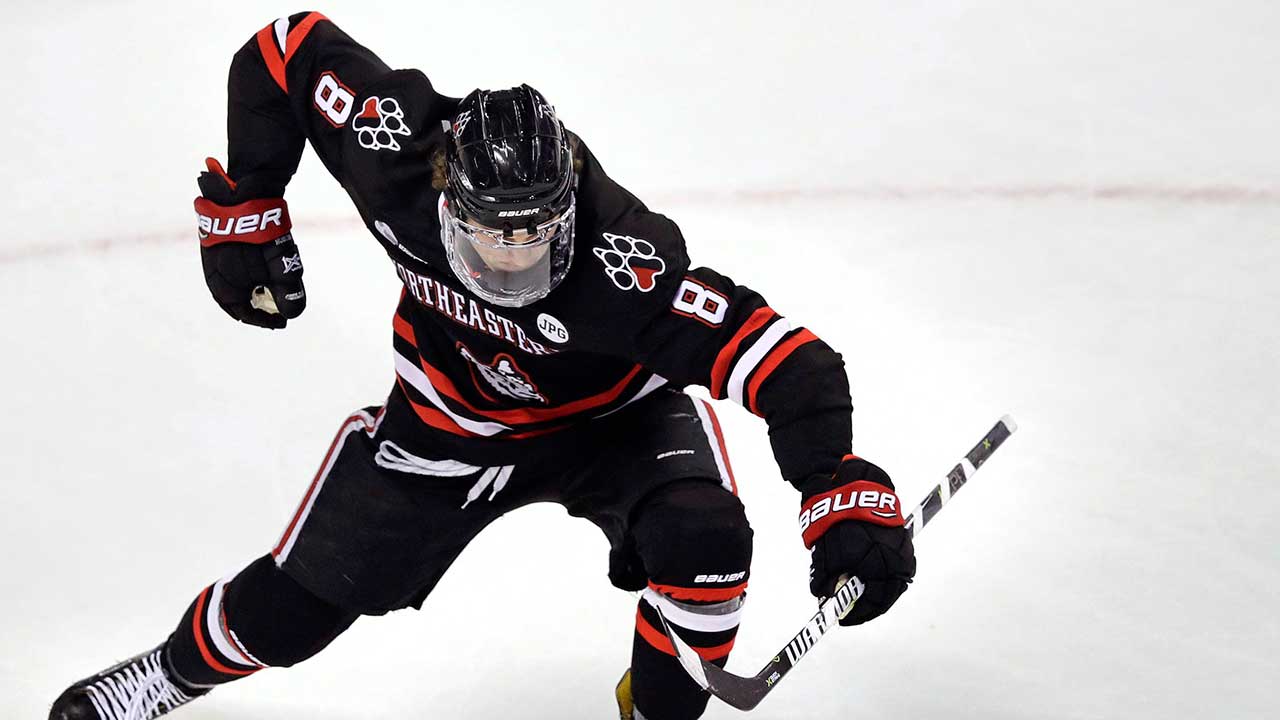 Northeastern-forward-Adam-Gaudette-celebrates