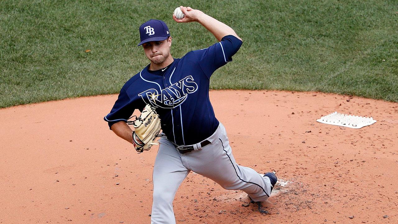 Tampa Bay Rays pitcher Jalen Beeks throws during the first inning