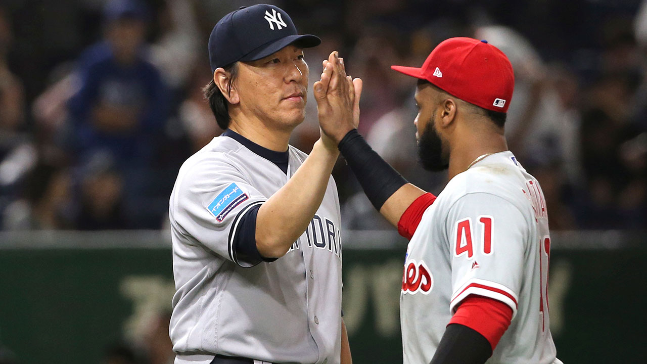 Hideki Matsui first pitch MLB Japan tour