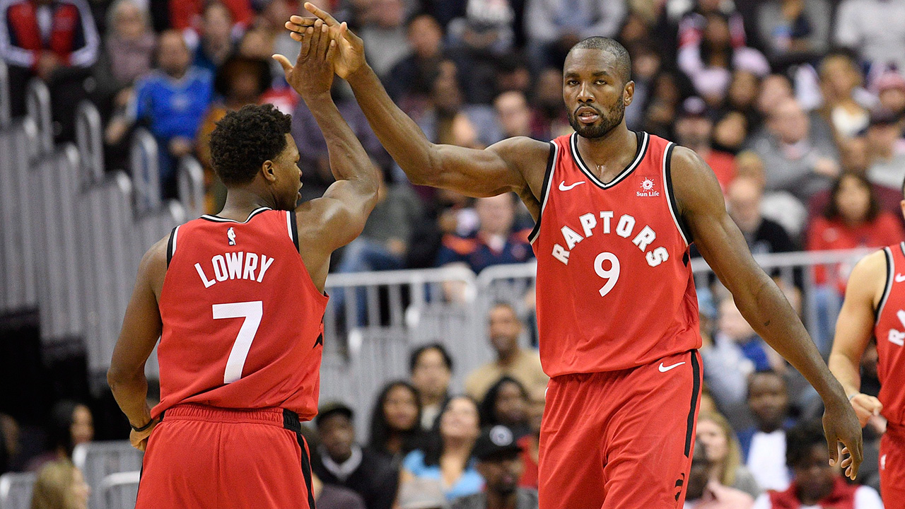 NBA-Raptors-Lowry-celebrates-bucket-with-Ibaka