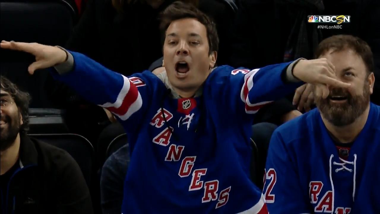 Jimmy Fallon loses his mind cheering for Rangers -