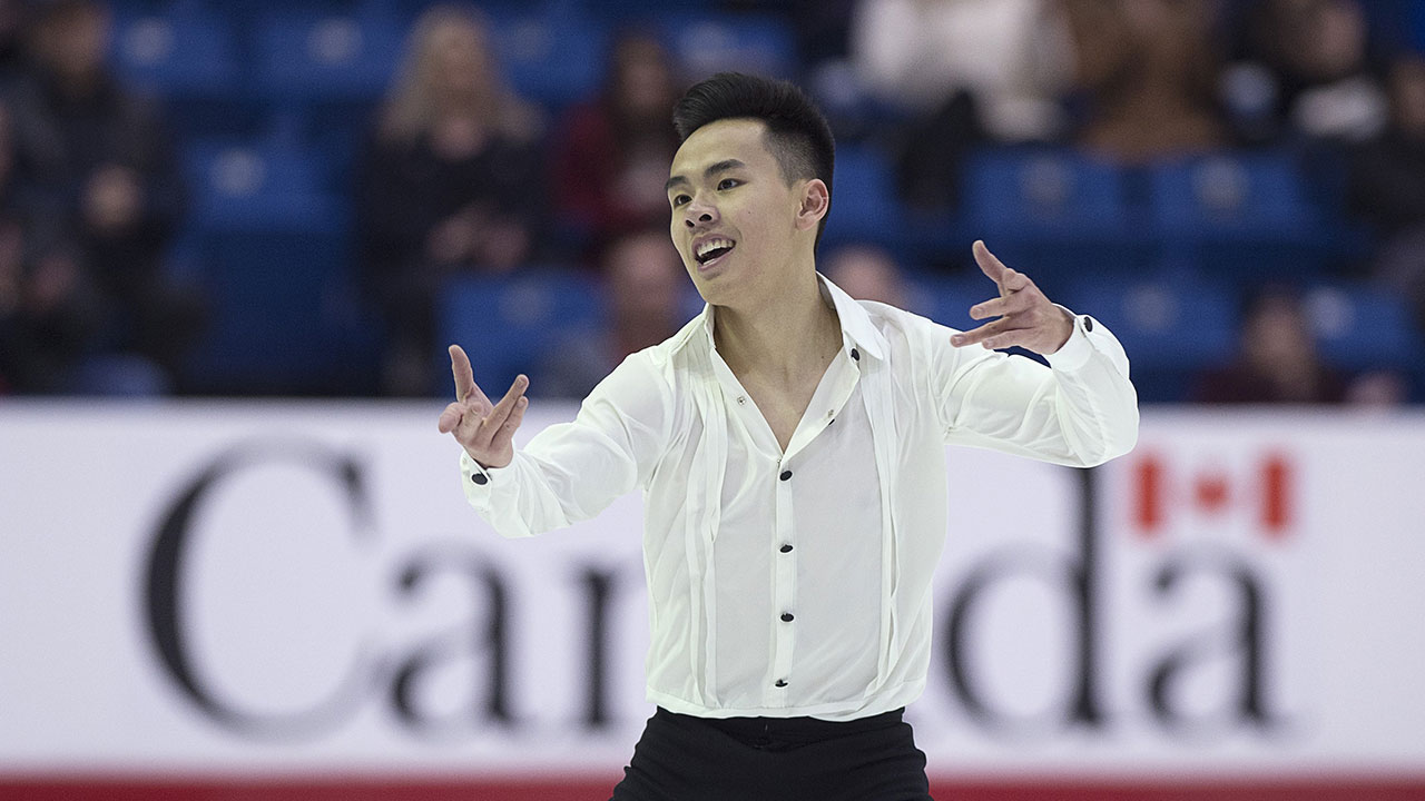 Nam Nguyen skates to a national title after winning the senior men free competition at the 2019 National Skating Championships. (Andrew Vaughan / CP)