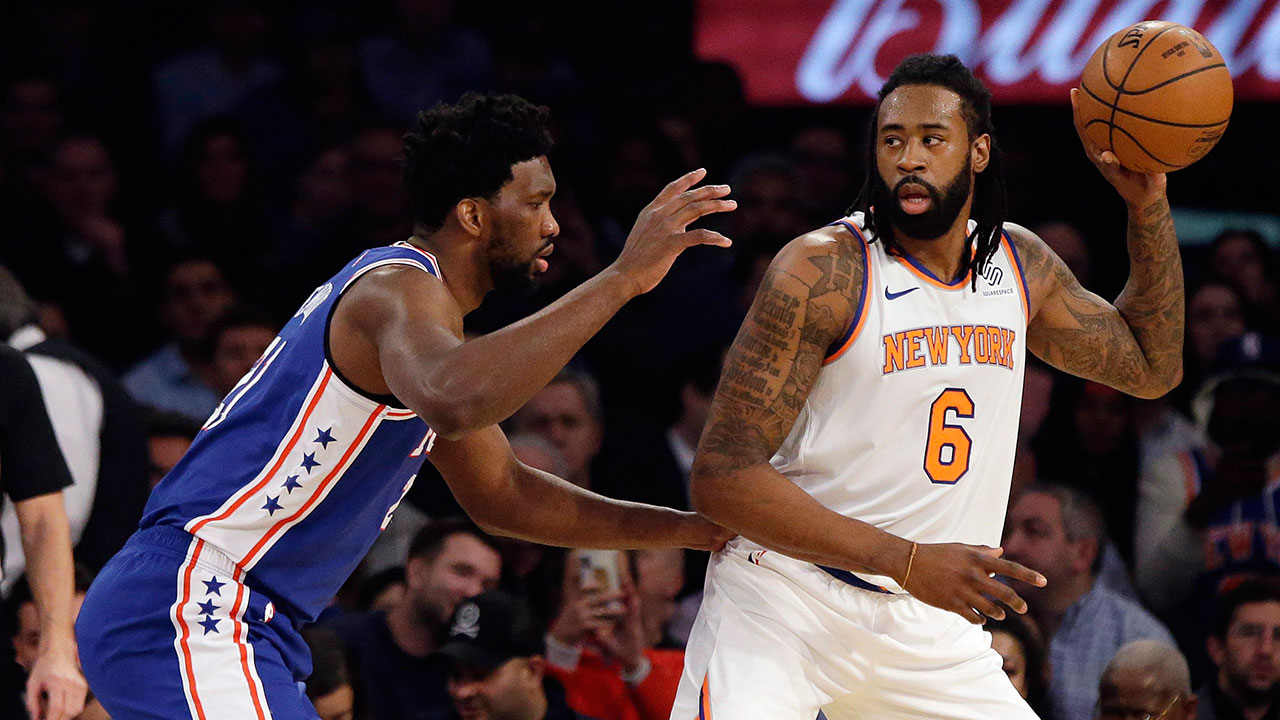 Knicks centre DeAndre Jordan remains out with an ankle injury