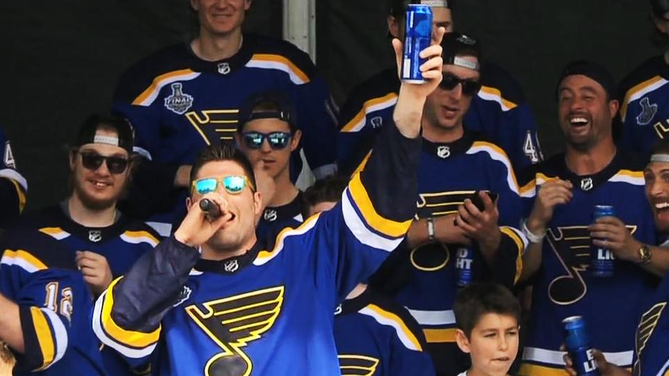 The moment Pat Maroon put a baby in the Cup during the Blues parade