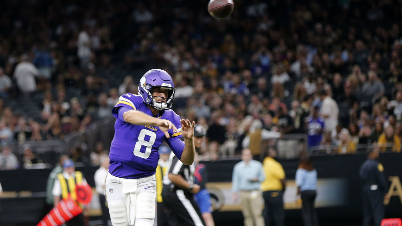 Kirk Cousins of the Minnesota Vikings throws a pass in the first