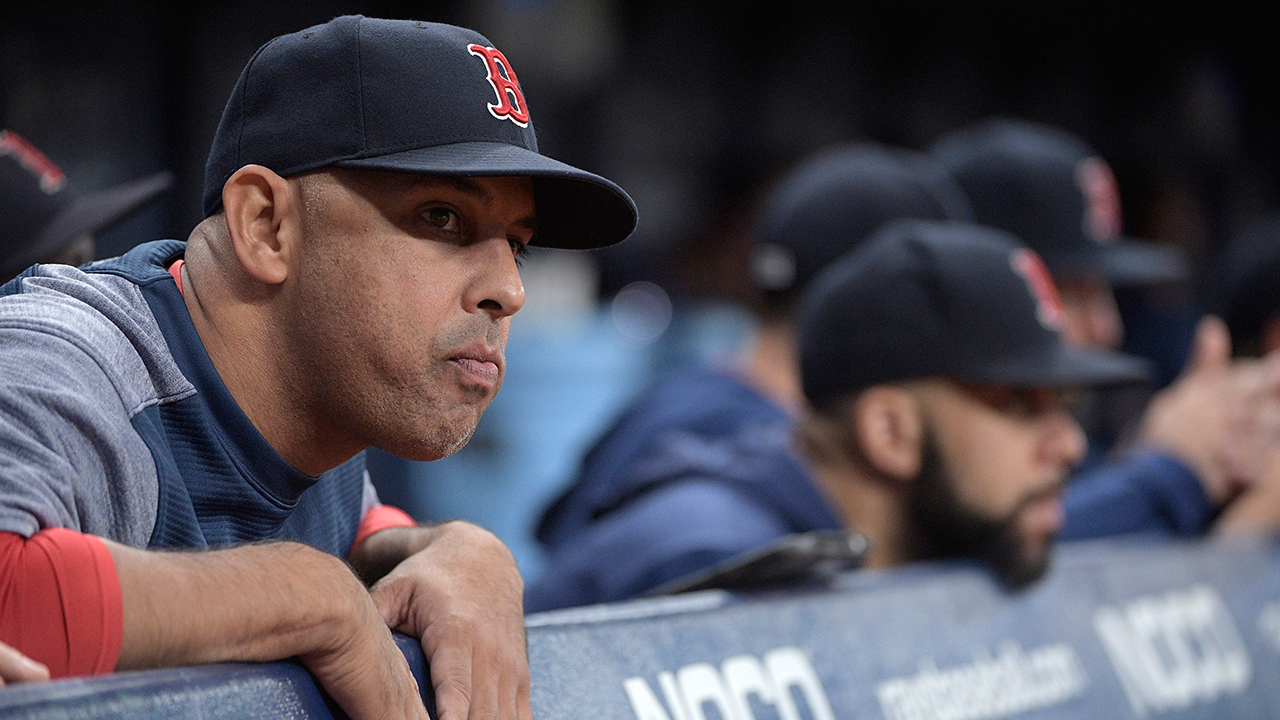 Boston Red Sox manager Alex Cora during the seventh inning of a