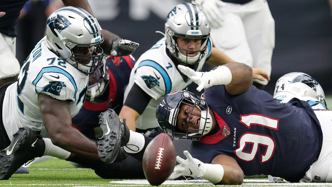 Panthers beat Texans despite three fumbles by Kyle Allen