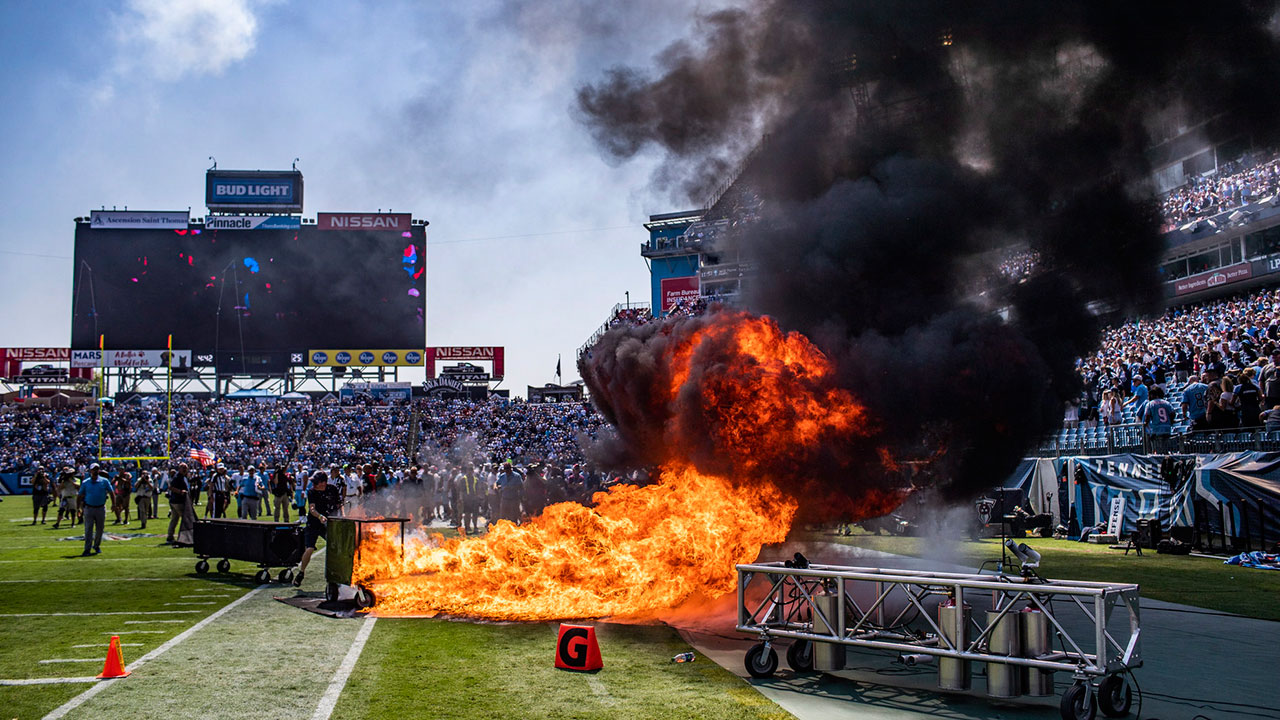 VIDEO: Pyrotechnics Set Field Ablaze Before Titans-Colts Game