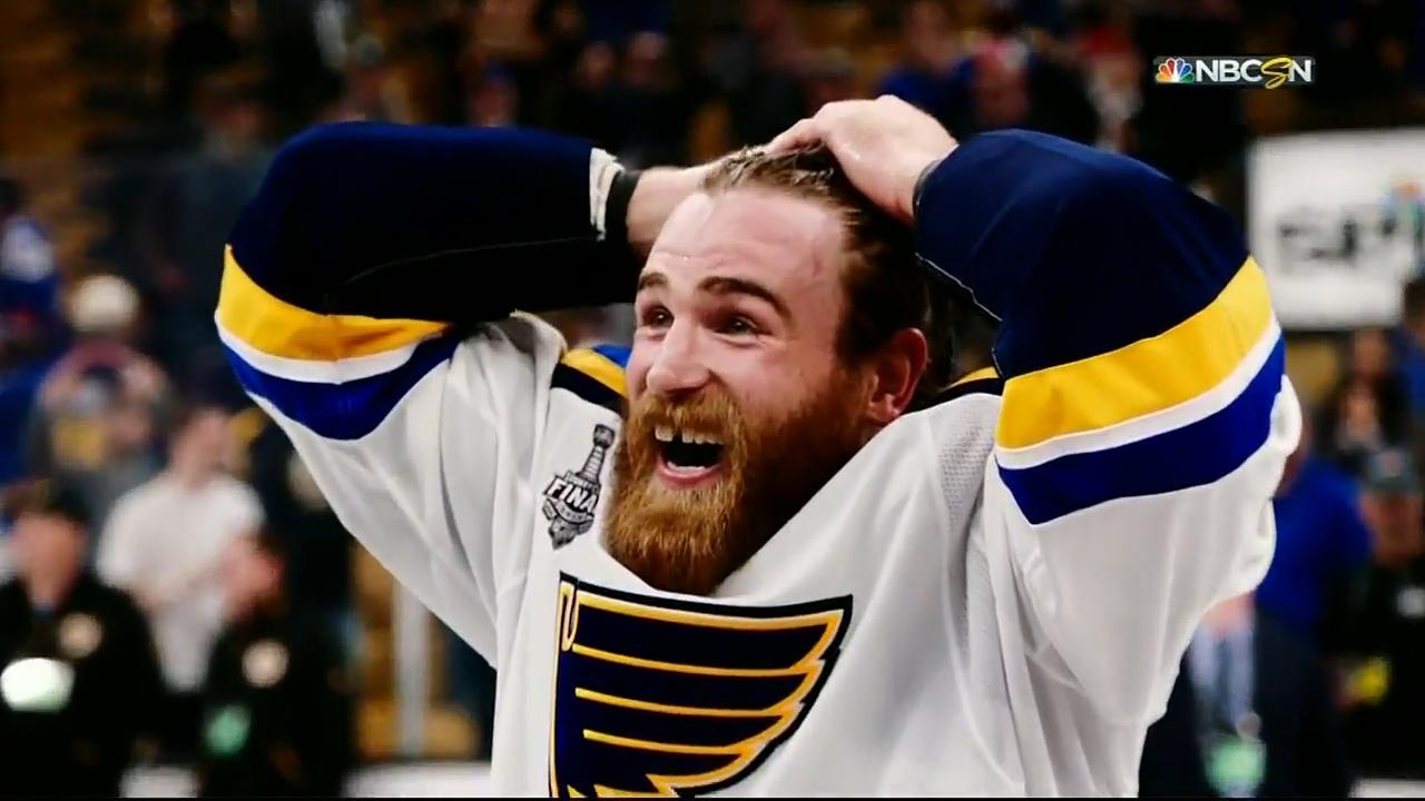 Members of the Blues organization, including captain Ryan O'Reilly