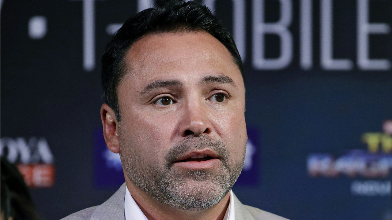 In this Sept. 13, 2017 file photo, Oscar de la Hoya speaks during a news conference in Las Vegas. De La Hoya denies accusations of sexual assault contained in a lawsuit filed against him this week. (John Locher/AP)