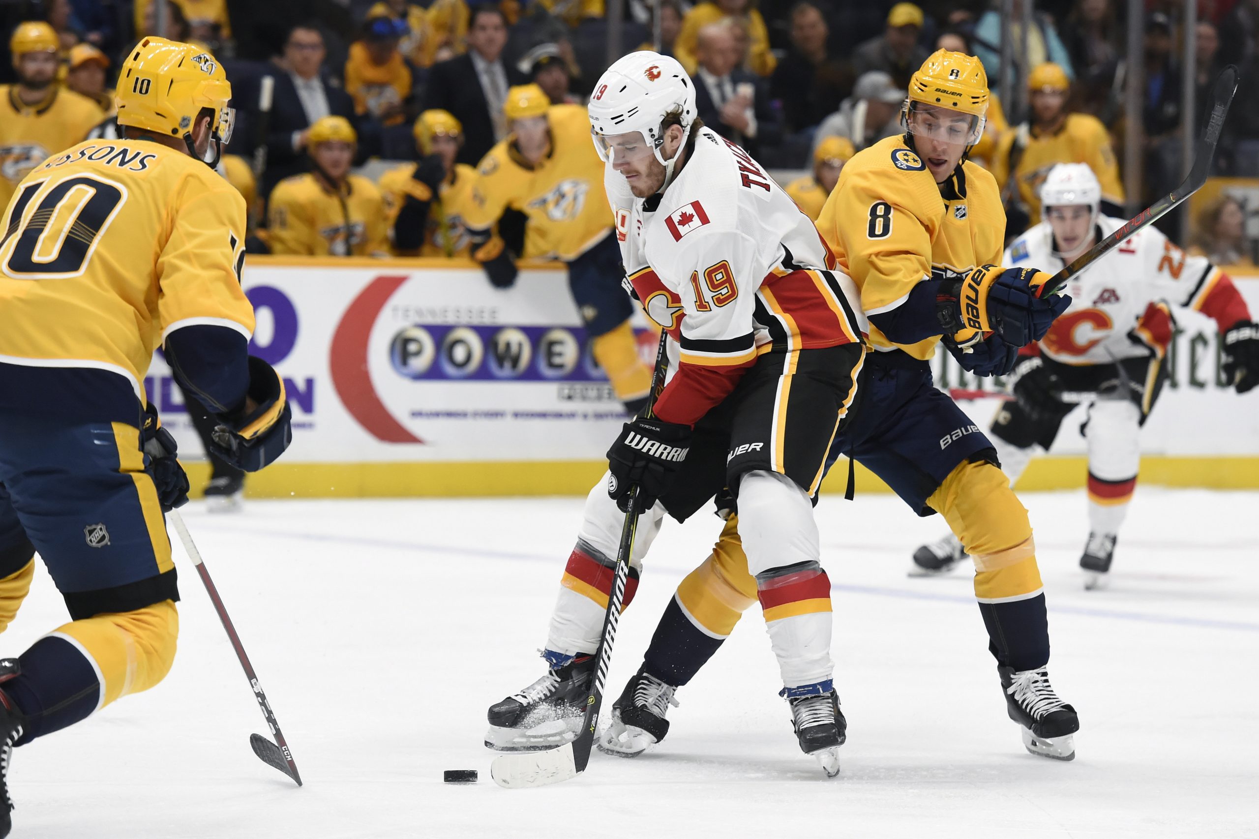 Tkachuk's trickery sends Flames past Predators in 