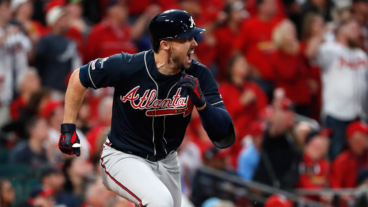 OF Adam Duvall  Braves baseball, Atlanta braves, Braves