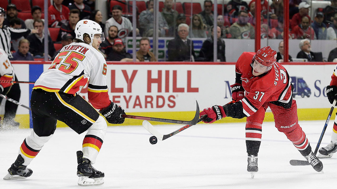 Hurricanes post a late comeback to beat the Flames in N.C.