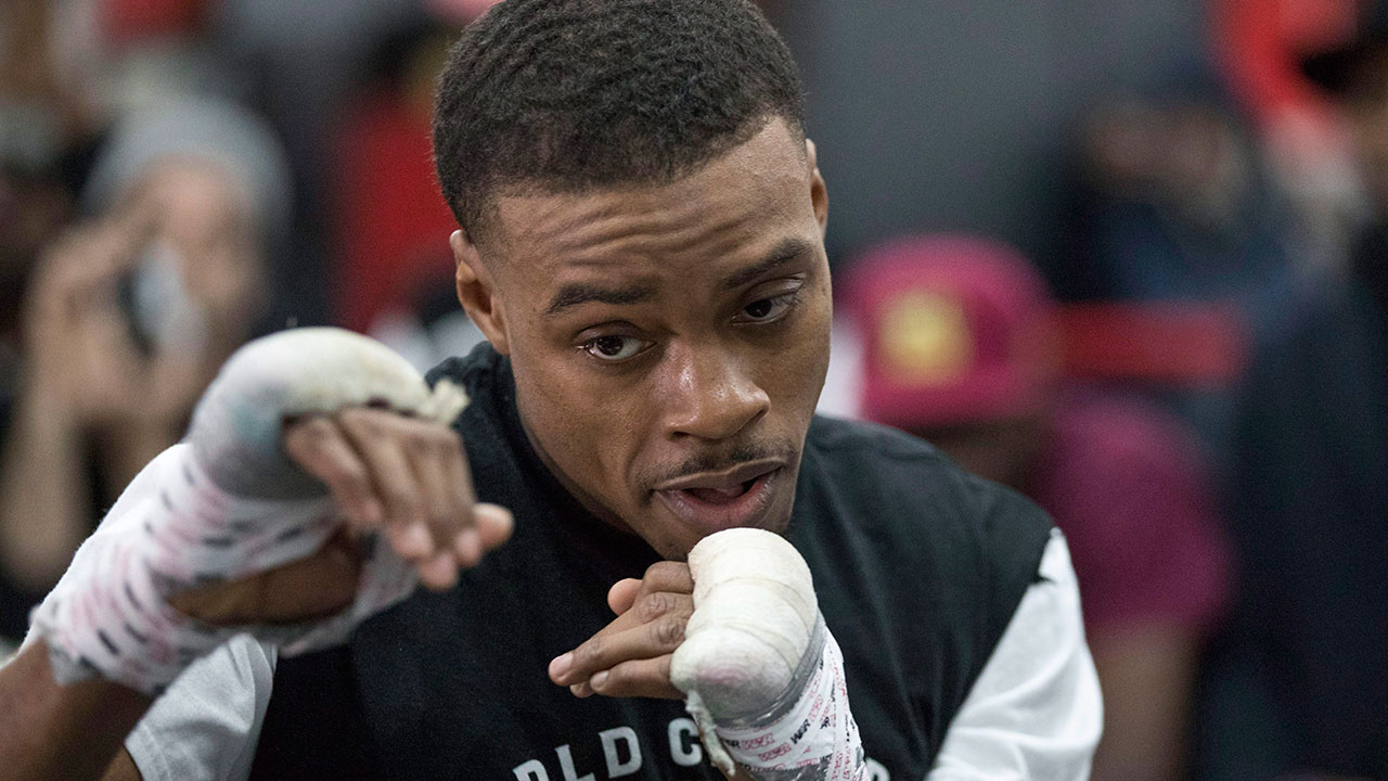 Errol Spence Jr. seen during a workout at Gleason's Gym in the Brooklyn borough of New York. (Mary Altaffer/AP)