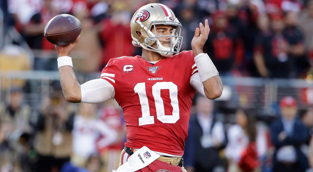 San Francisco 49ers Quarterback Jimmy Garoppolo throws some passes