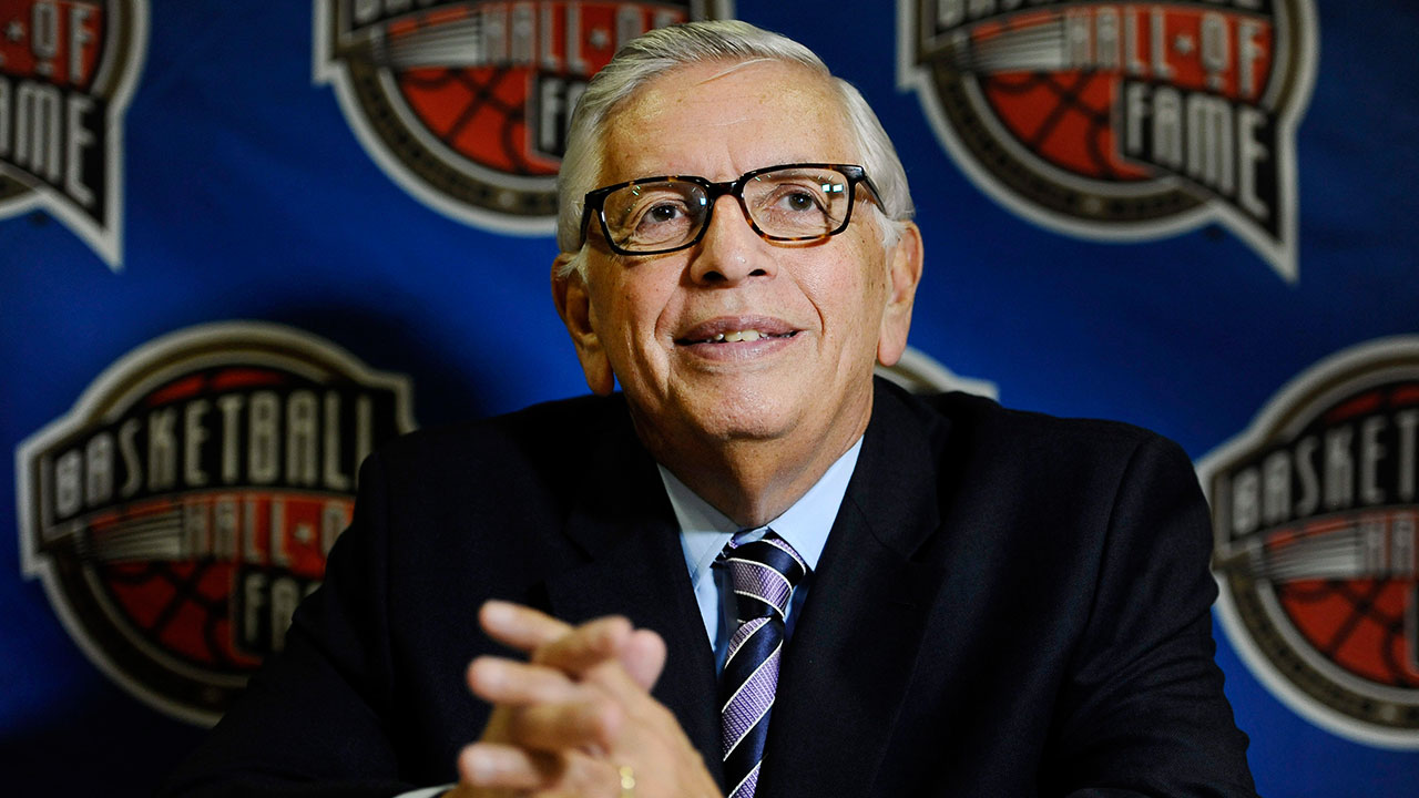 In this Aug. 7, 2014, file photo, David Stern, a member of the 2014 class of inductees into the Basketball Hall of Fame, listens to a question during a news conference. (Jessica Hill, File, AP)