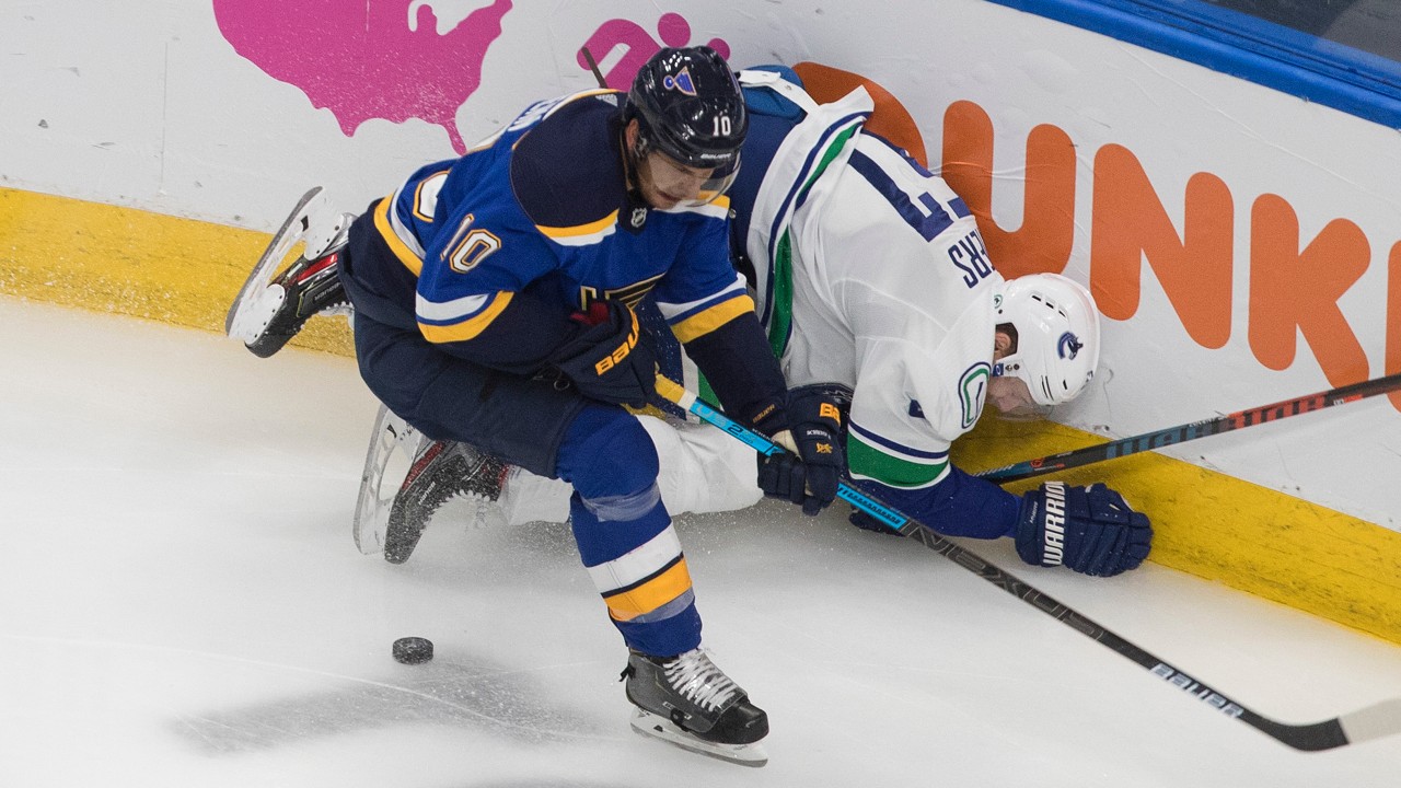 Canucks' Myers out for Game 3 vs. Blues with naggi