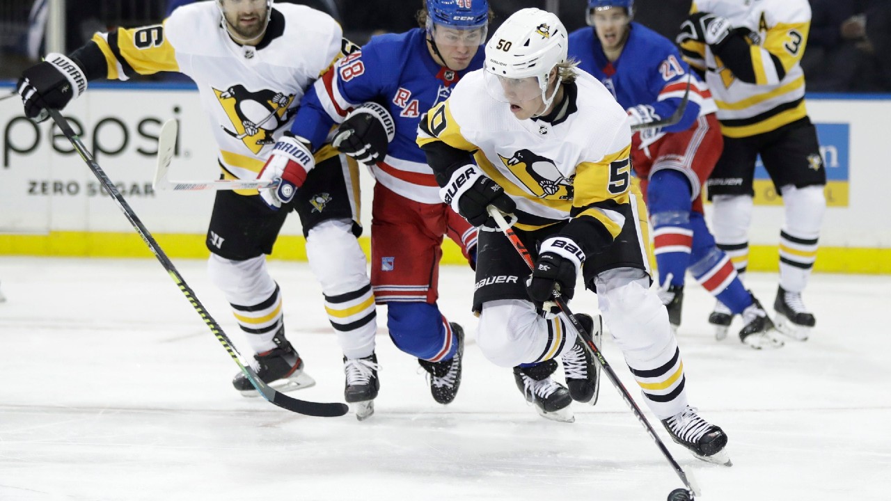 Pittsburgh Penguins defenceman Juuso Riikola (50) has re-signed with the club for two more seasons. (Frank Franklin II/AP)