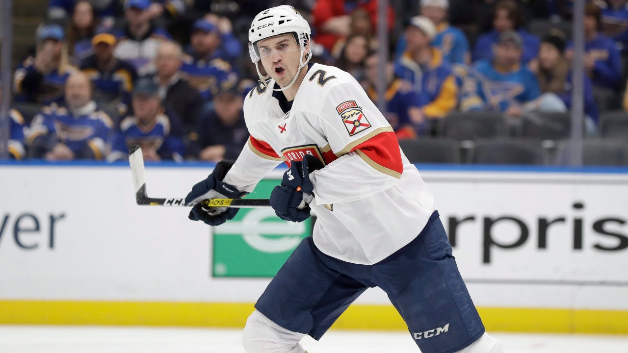 Florida Panthers' Josh Brown skates during the second period of an NHL hockey game against the St. Louis Blues Monday, March 9, 2020, in St. Louis. (Jeff Roberson / AP)