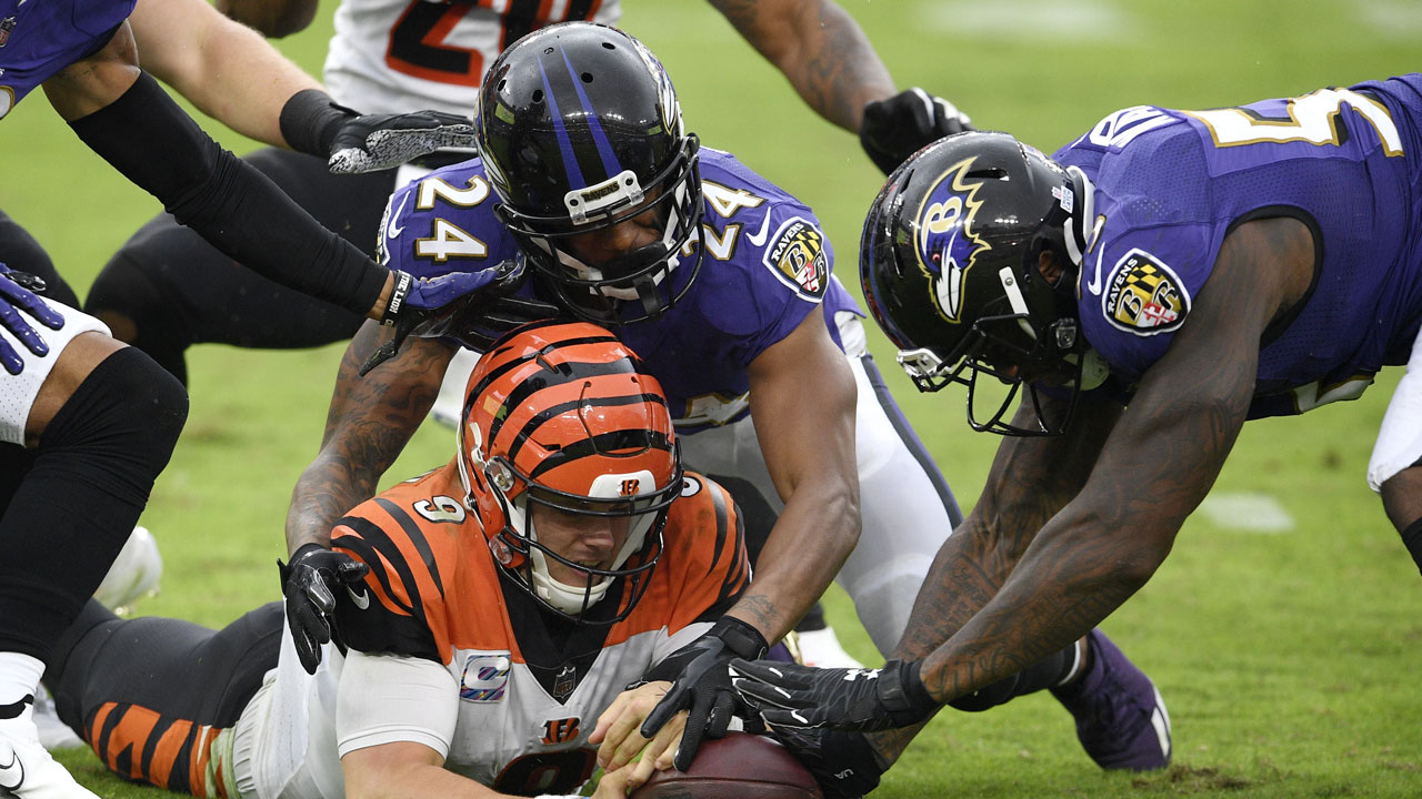 Ravens get defensive, stuff Burrow in 27-3 rout of Bengals