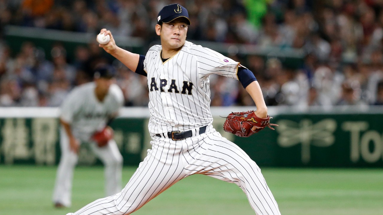 Japanese starting pitcher Tomoyuki Sugano. (Toru Takahashi/AP)