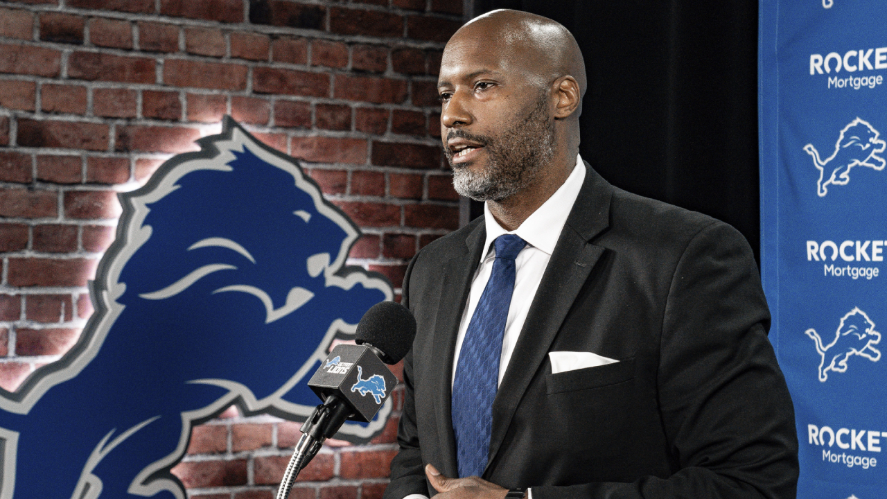 Detroit Lions general manager Brad Holmes watches during an NFL