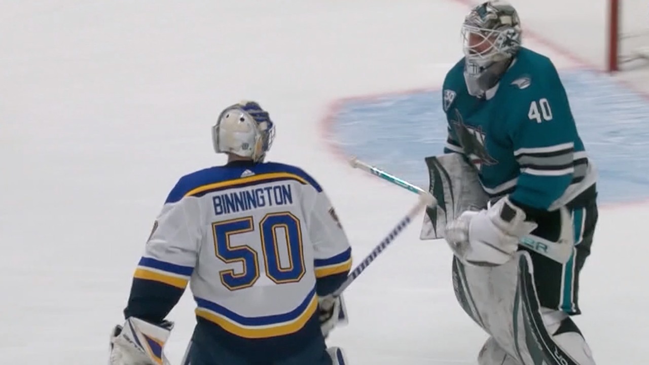 Binnington shines again as Blues top Sharks to level West final