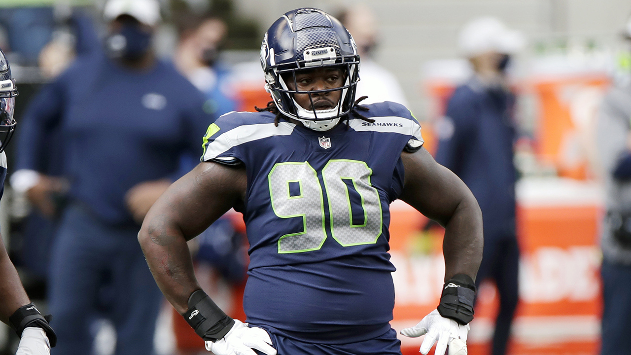 Seattle Seahawks defensive tackle Jarran Reed looks on during an NFL football game against the New York Giants in Seattle, in this Sunday, Dec. 6, 2020.(Larry Maurer/AP)