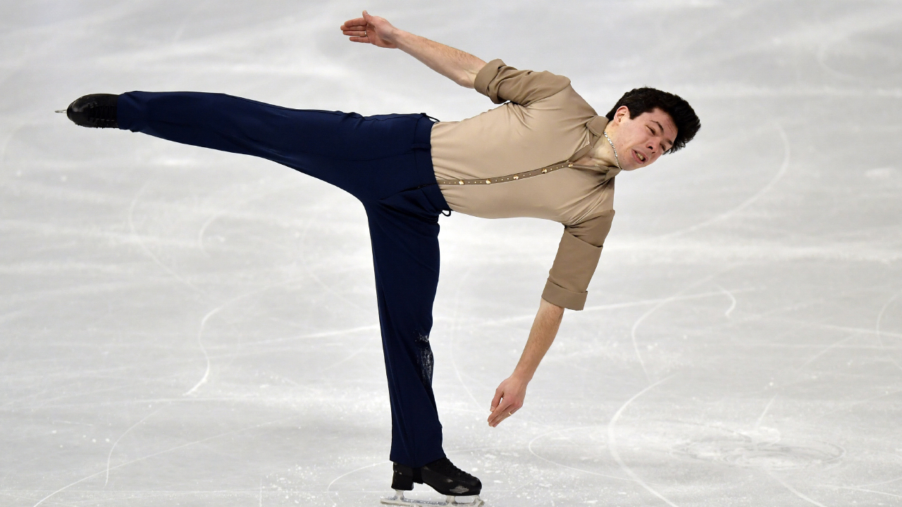 Keegan Messing of Canada performs during the Men Short Program at the Figure Skating World Championships in Stockholm. (Martin Meissner/AP)