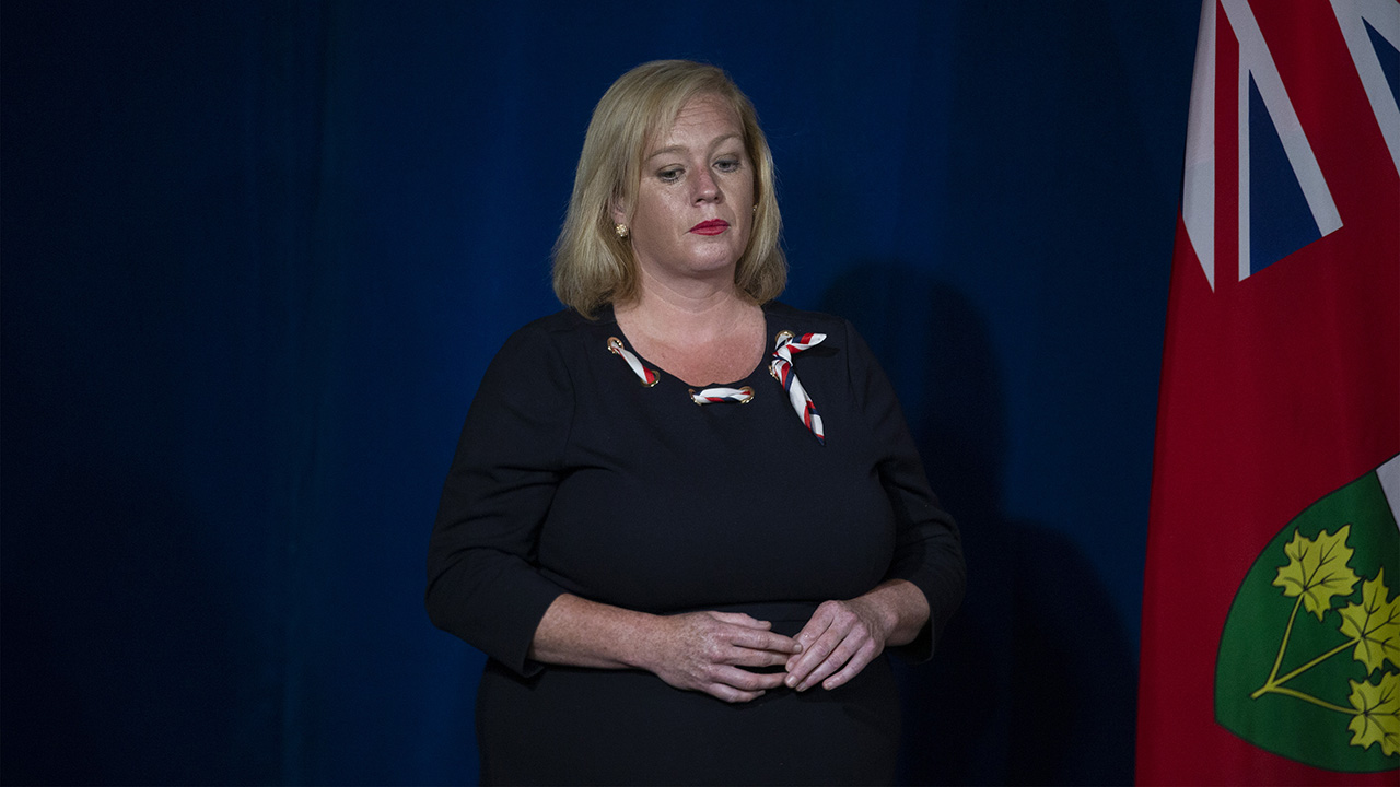 Lisa MacLeod Ontario's Minister of Tourism, Culture, and Sport attends Ontario Premier Doug Ford's daily briefing in Toronto.  (Chris Young/CP)